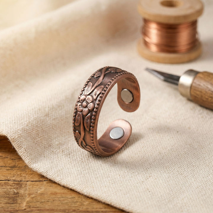 Anillo de Cobre Piedra Celeste