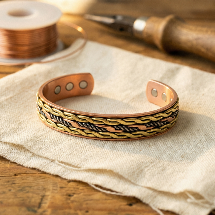 Pulsera de Cobre Trenzada Verde