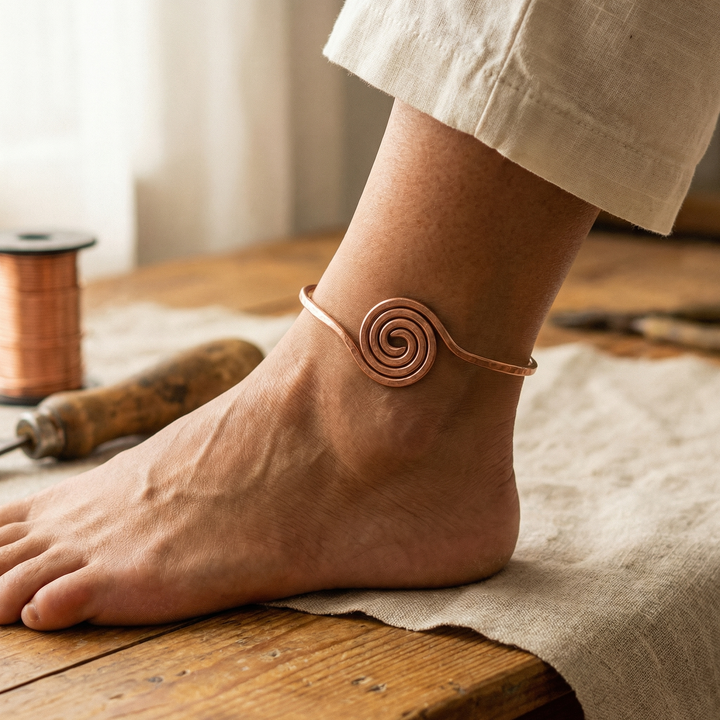 Tobillera de Cobre Espiral