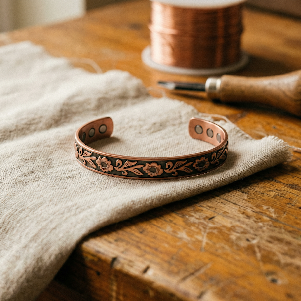 Pulsera de Cobre Relieve Artesanal