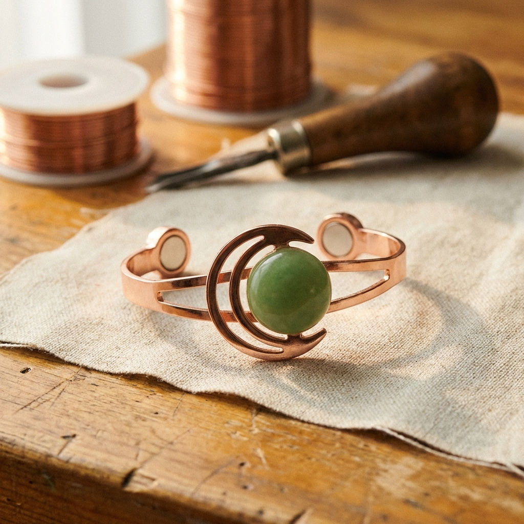 Pulsera de Cobre Esfera Verde