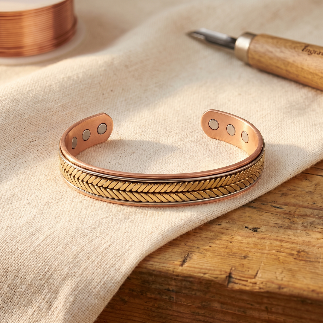 Pulsera de Cobre Trenzada Dorada