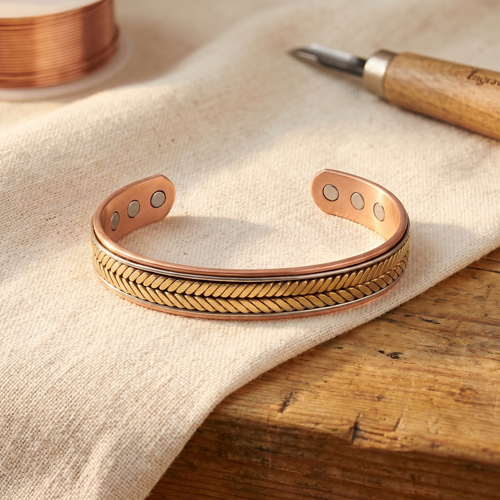 Pulsera de Cobre Trenzada Dorada