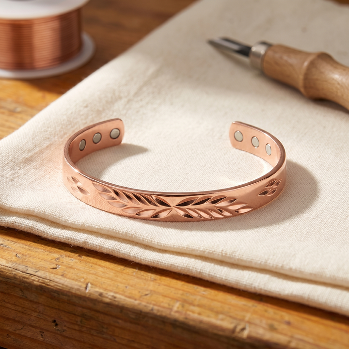Pulsera de Cobre Grabado Chevron