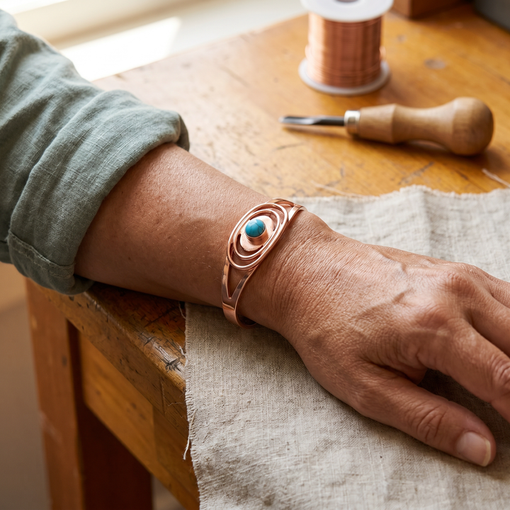 Pulsera de Cobre con Piedra Azul