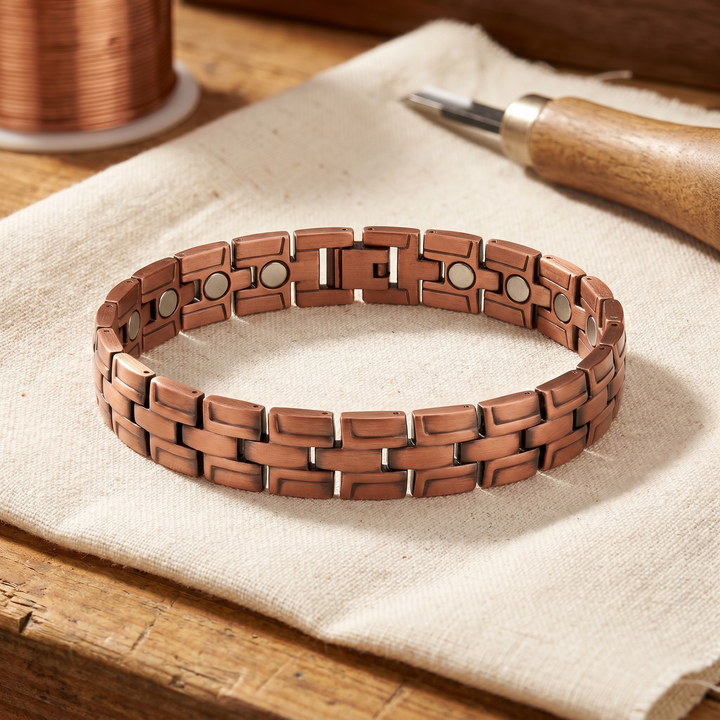 Pulsera de Cobre Eslabones Anchos