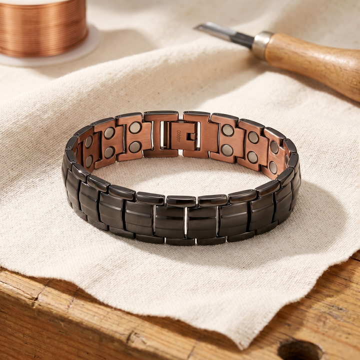 Pulsera de Cobre Eslabones Negros