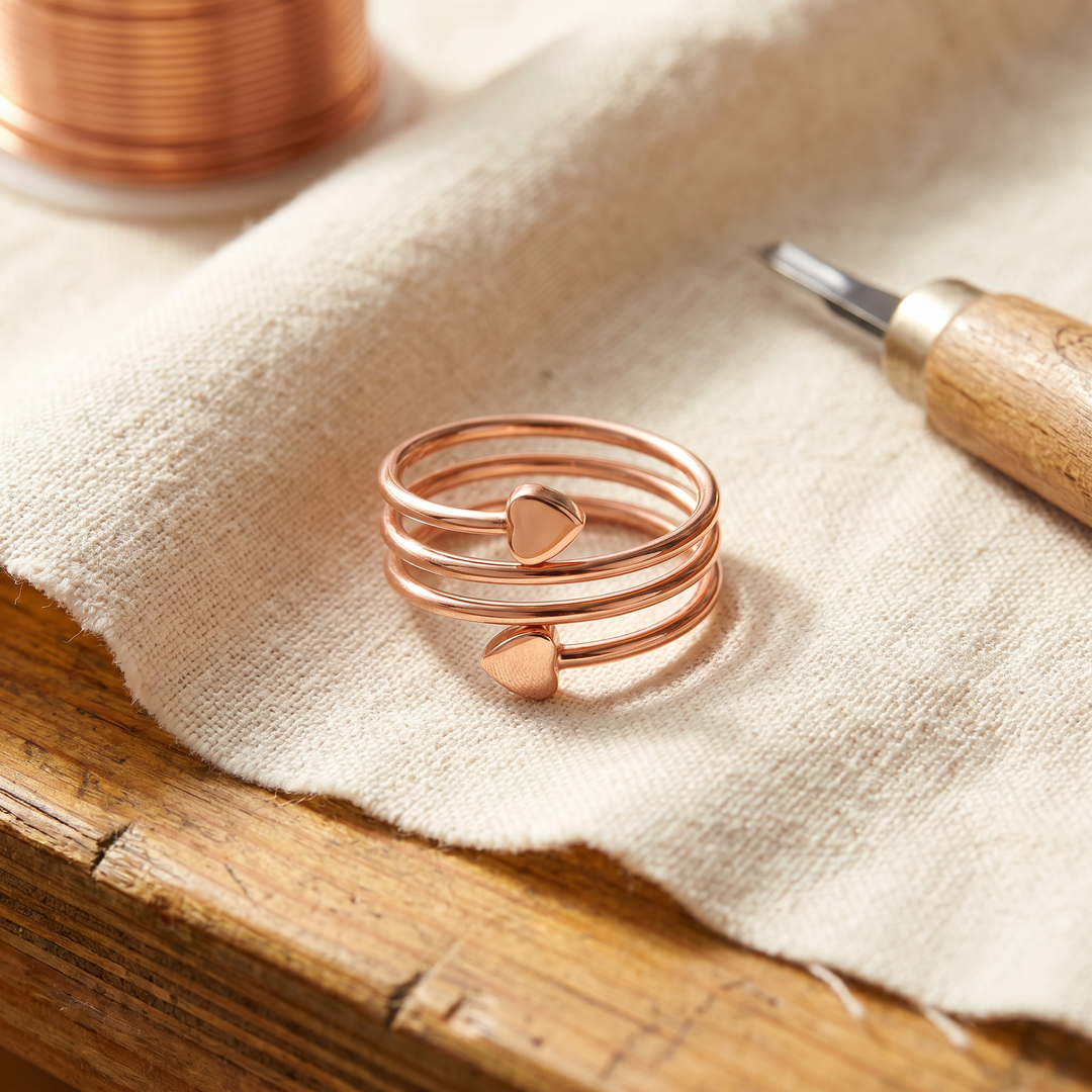 Anillo de Cobre Espiral Doble