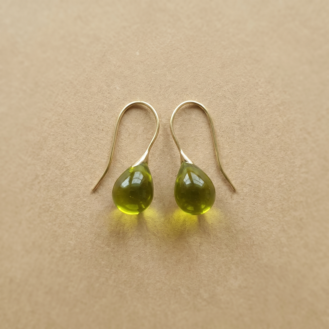 Pendientes Gota Verde Oliva