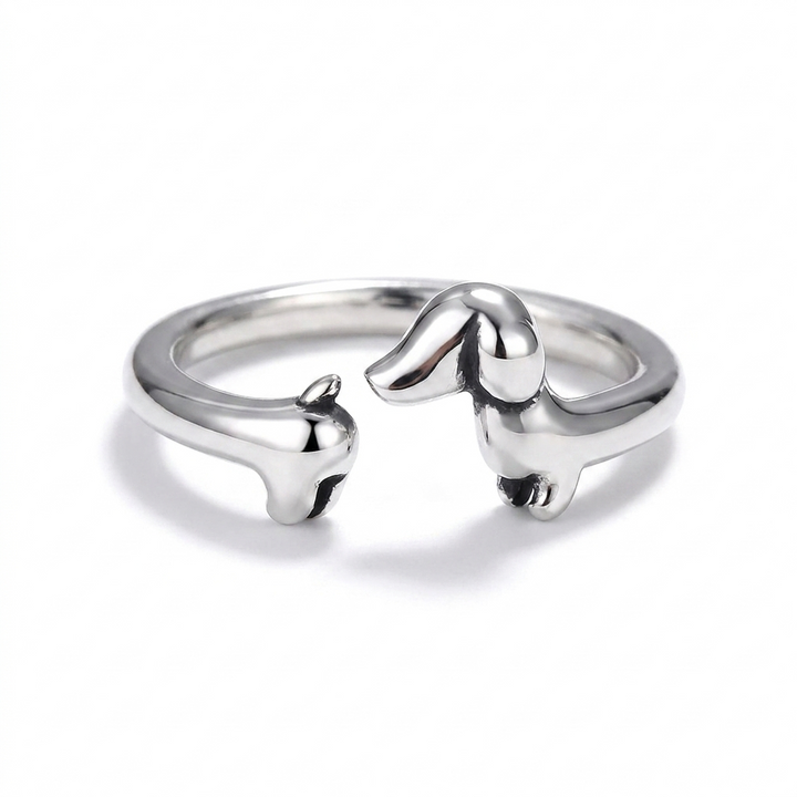 Anillo teckel vintage ajustable, foto principal fondo blanco