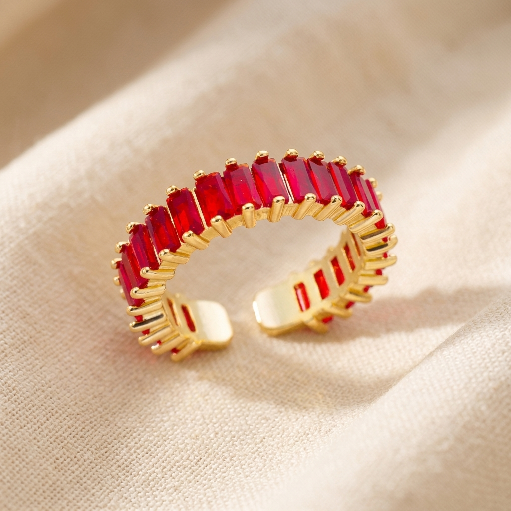 Anillo Baguette Rojo