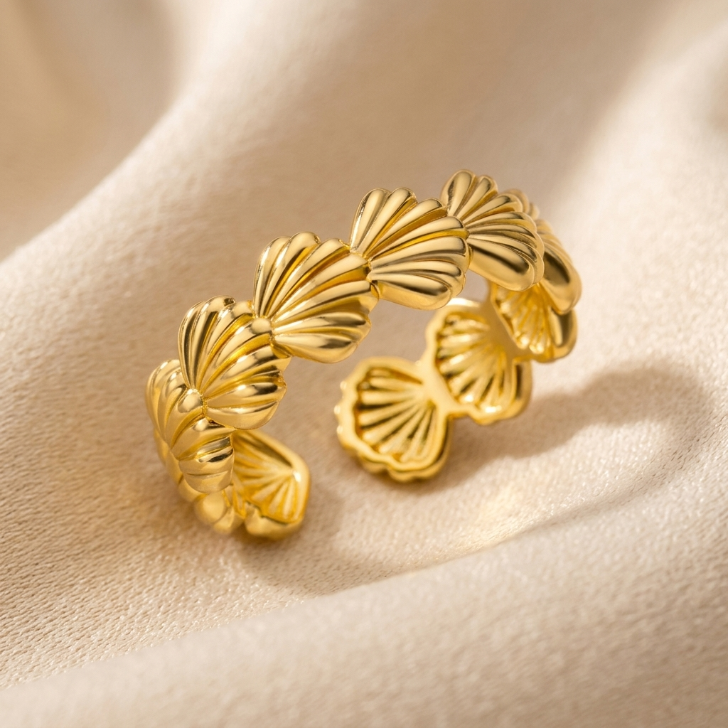 Anillo Conchas Doradas