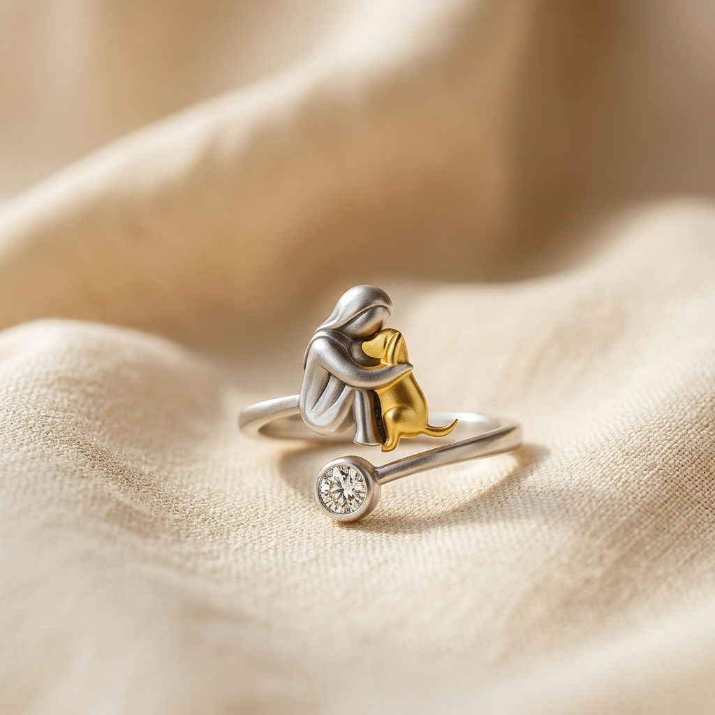 Anillo Escena Mujer y Perro