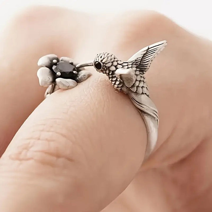 Anillo Colibrí y Flor