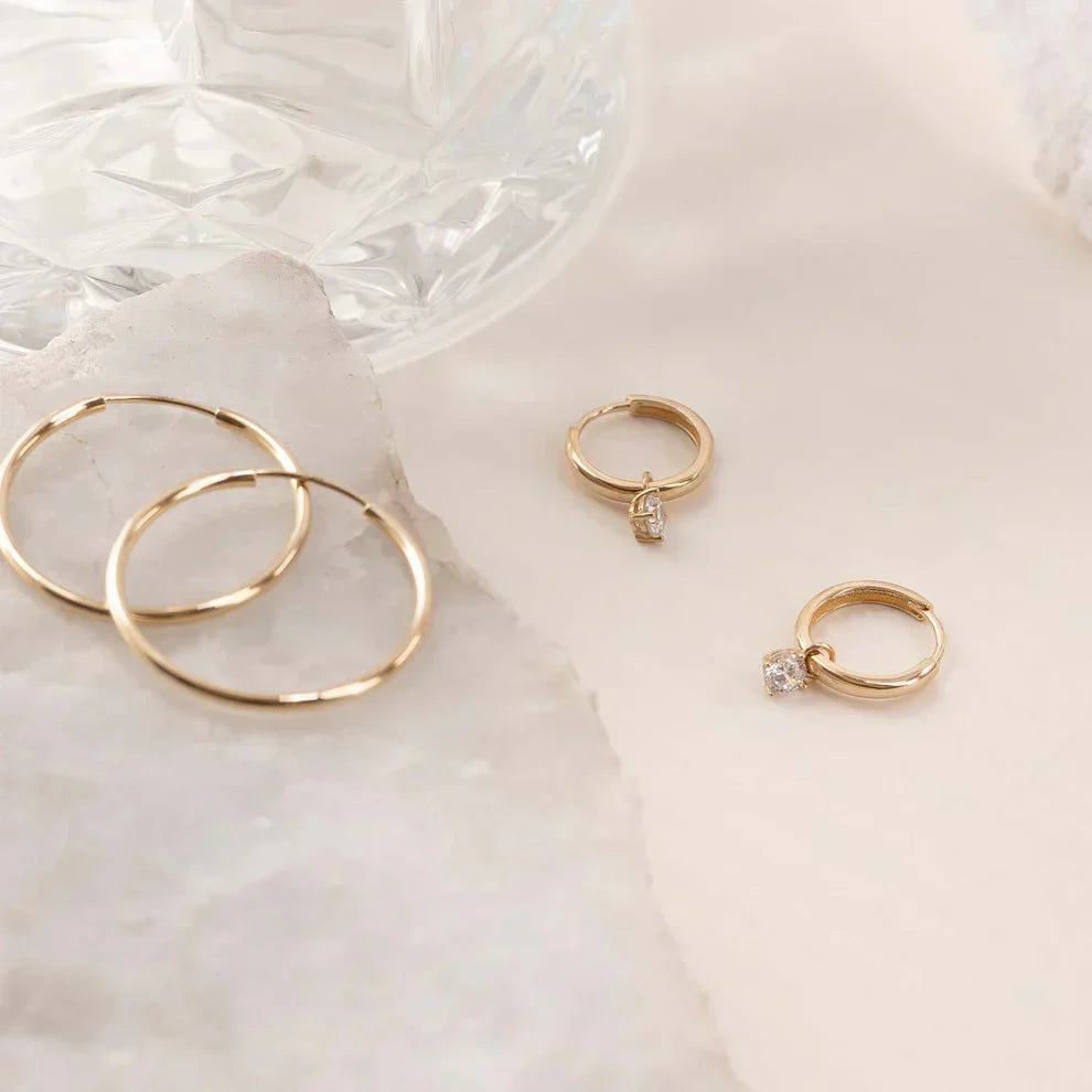 Aros Gota Brillante Dorados