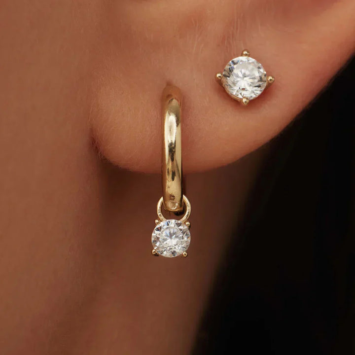 Aros Gota Brillante Dorados