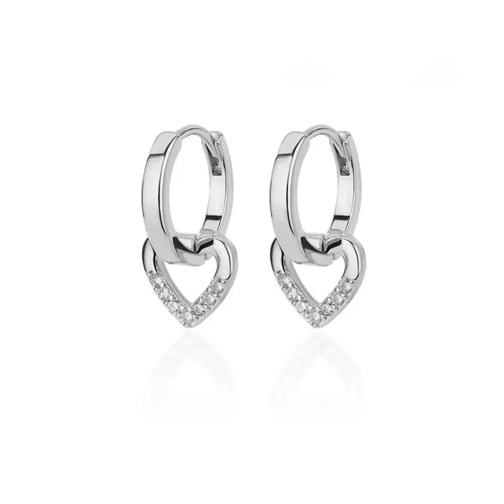Pendientes Corazón Calado con Circonitas