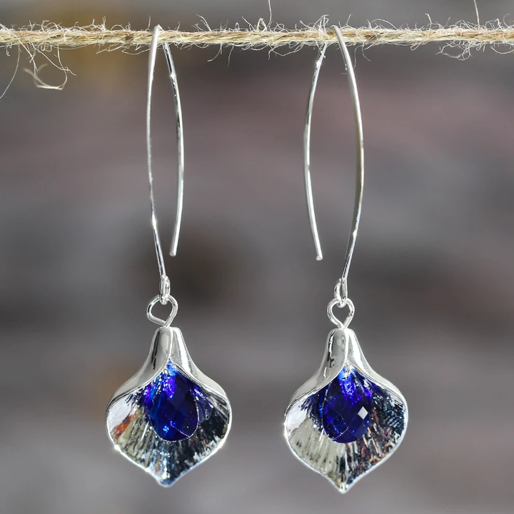 Pendientes Piedra Azul Plateados