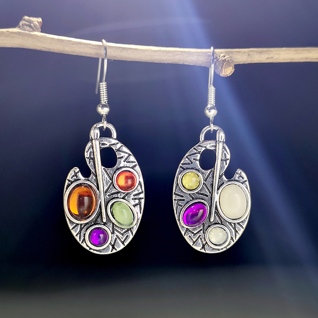 Pendientes Vintage con Cristales Colorido