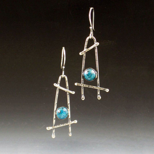 Pendientes Boho con Piedra Azul