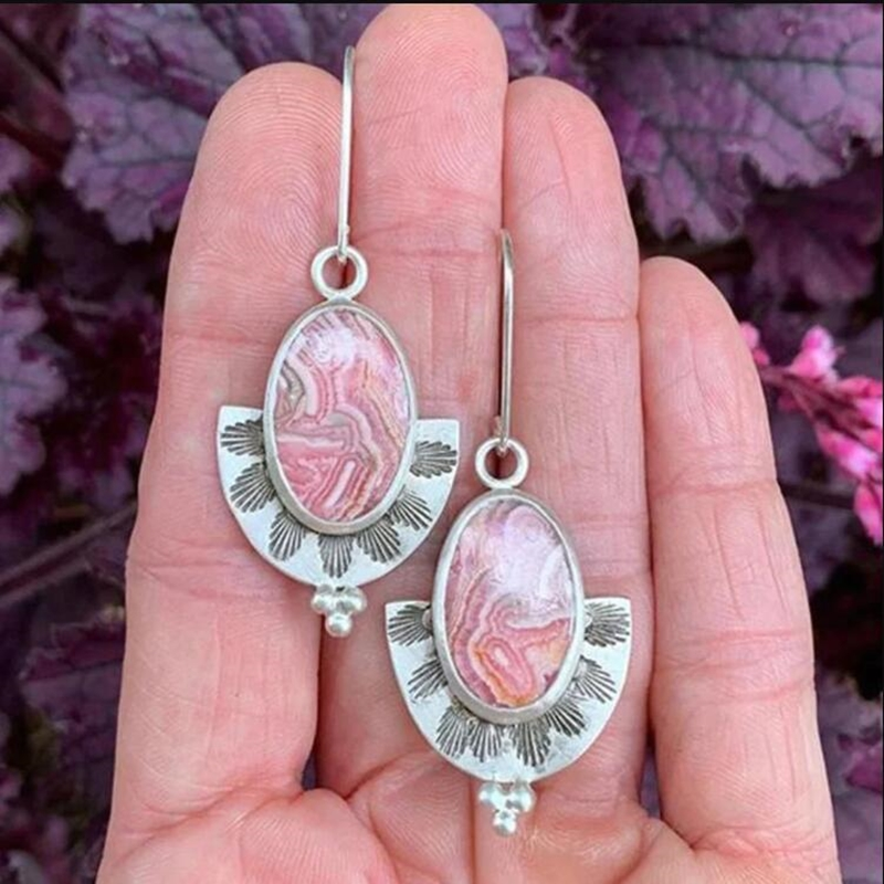 Pendientes Vintage con Piedra Rosa