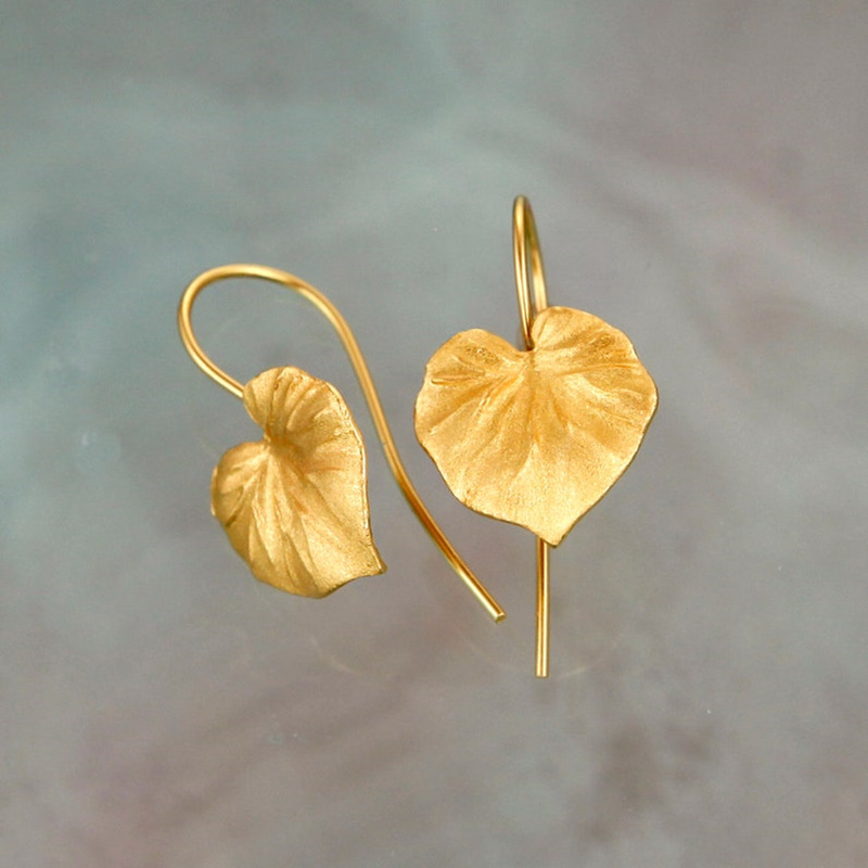 Pendientes Vintage con Hoja de Oro