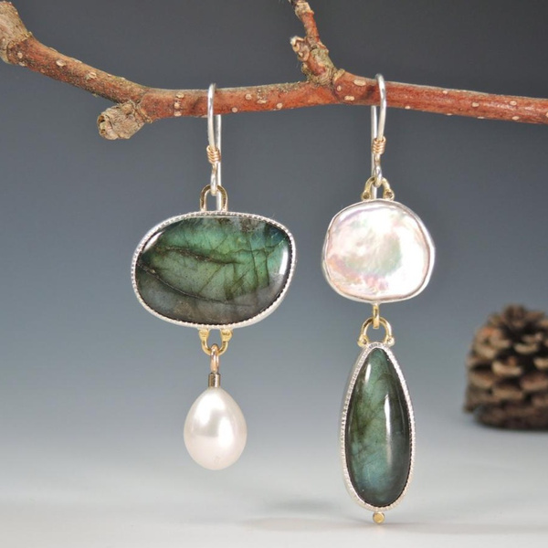 Pendientes Vintage de Piedras Naturales