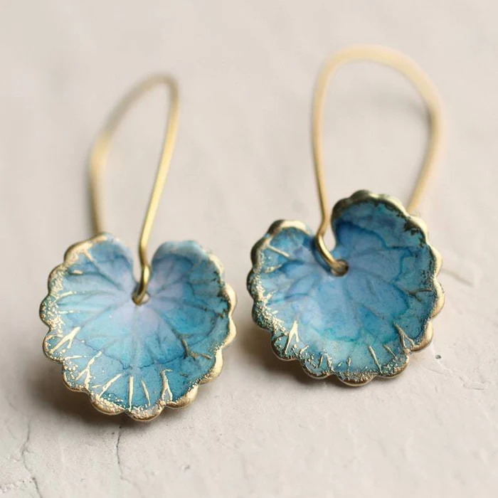 Pendientes Hoja Azul Vintage