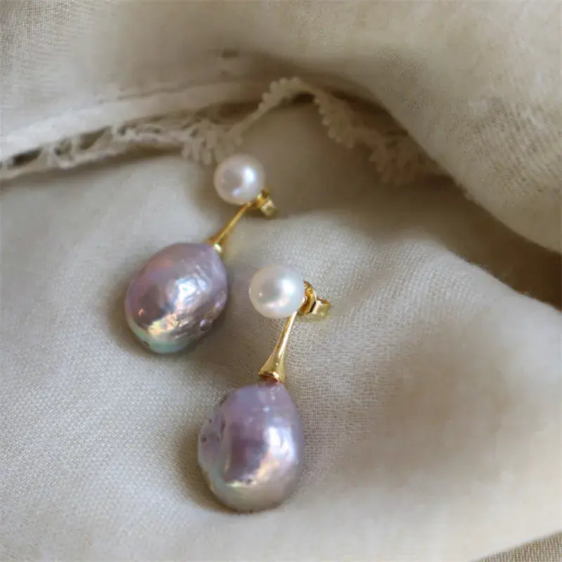 Pendientes Perla Morada