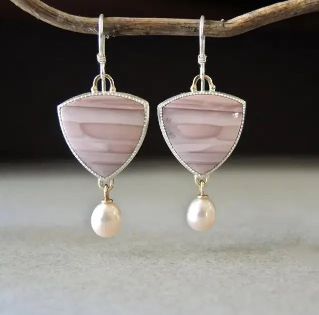 Pendientes Piedra Rosa y Perla