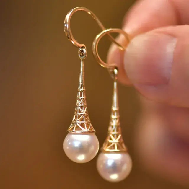 Pendientes Perla Colgante Vintage