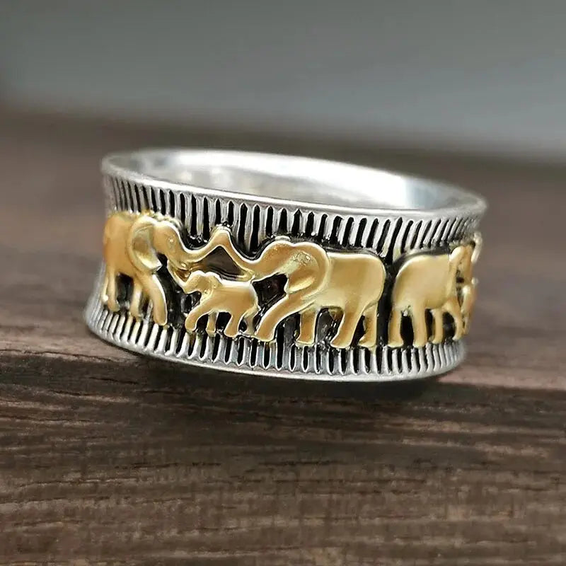 Anillo Elefantes Dorados