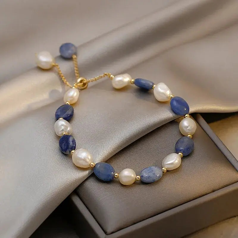 Pulsera Perlas Azul Océano
