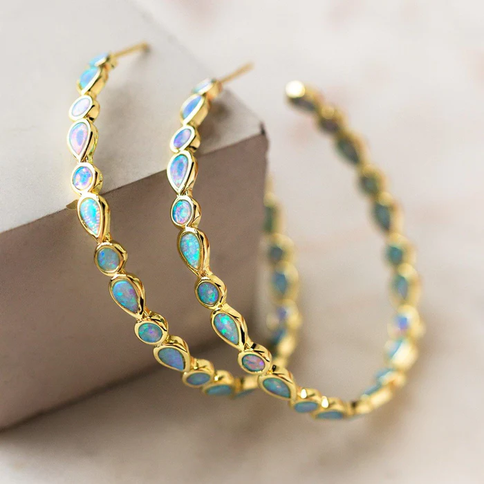 Aros Dorados Azul Turquesa