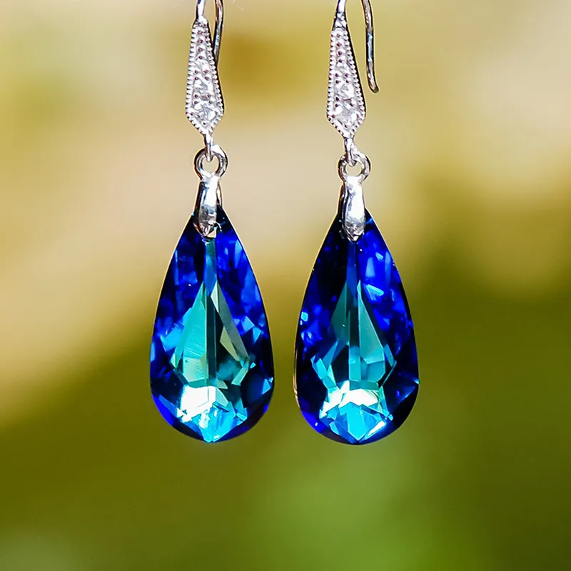 Pendientes Vintage Colgantes con Cristal Colorido