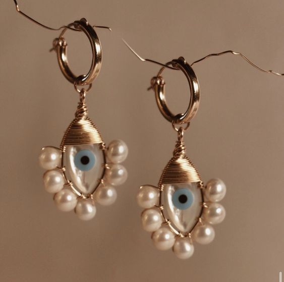 Pendientes Vintage con Ojo Turco y Perla