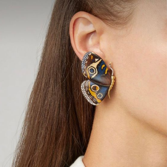 Pendientes vintage de mariposa pintados