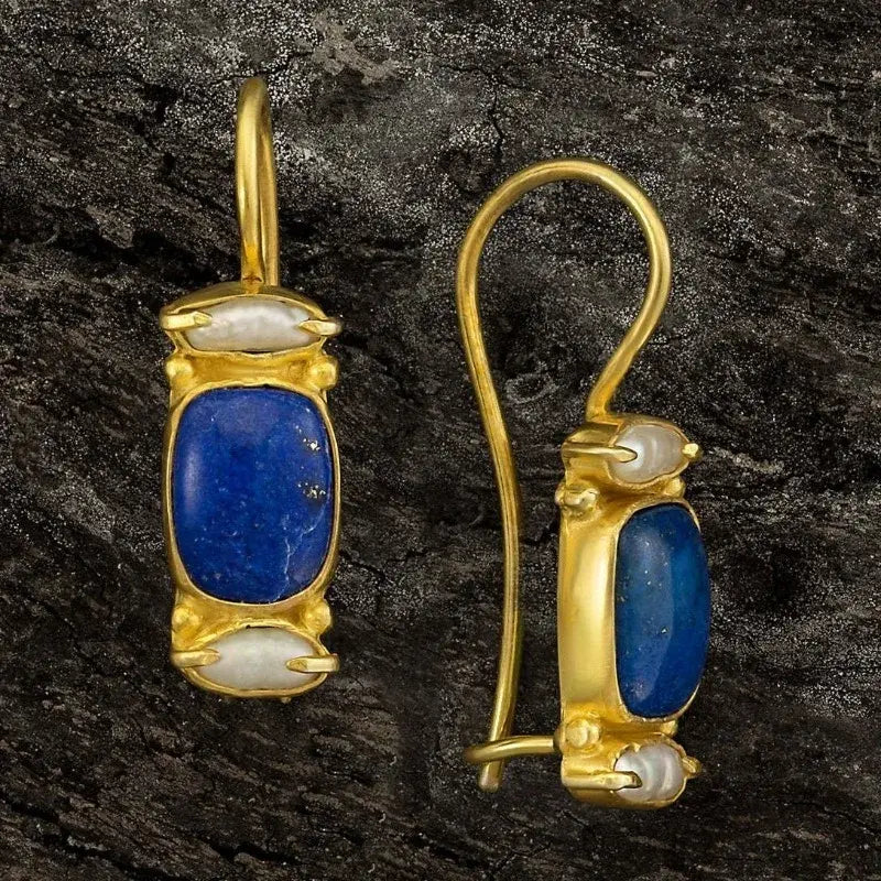 Pendientes vintage en azul y oro