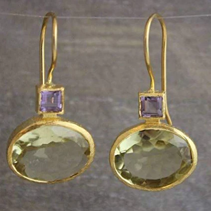 Pendientes Cristales Verdes de Oro Vintage