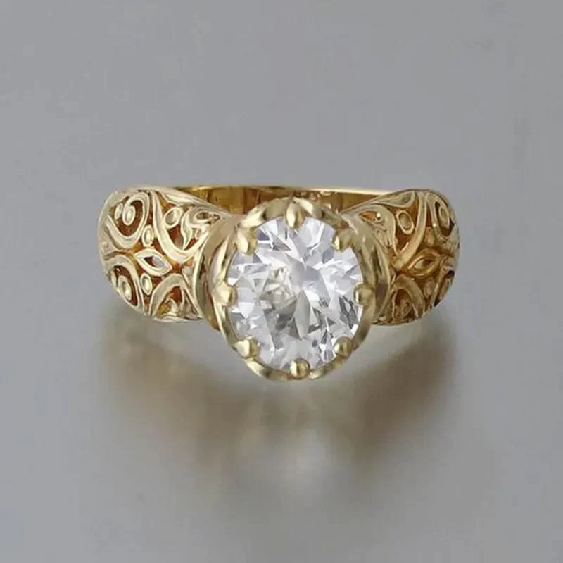 Anillo Cristal Blanco de Oro