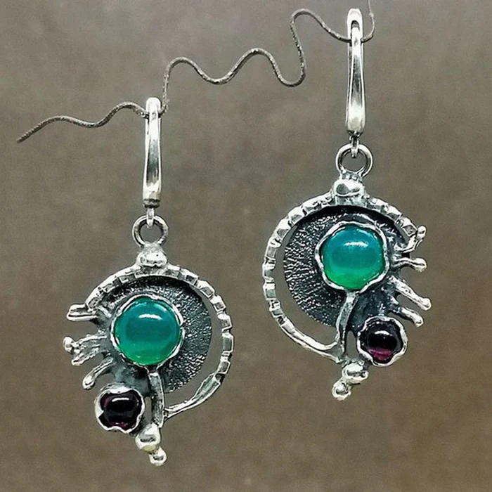 Pendientes Colgantes Piedras Verdes Turquesa