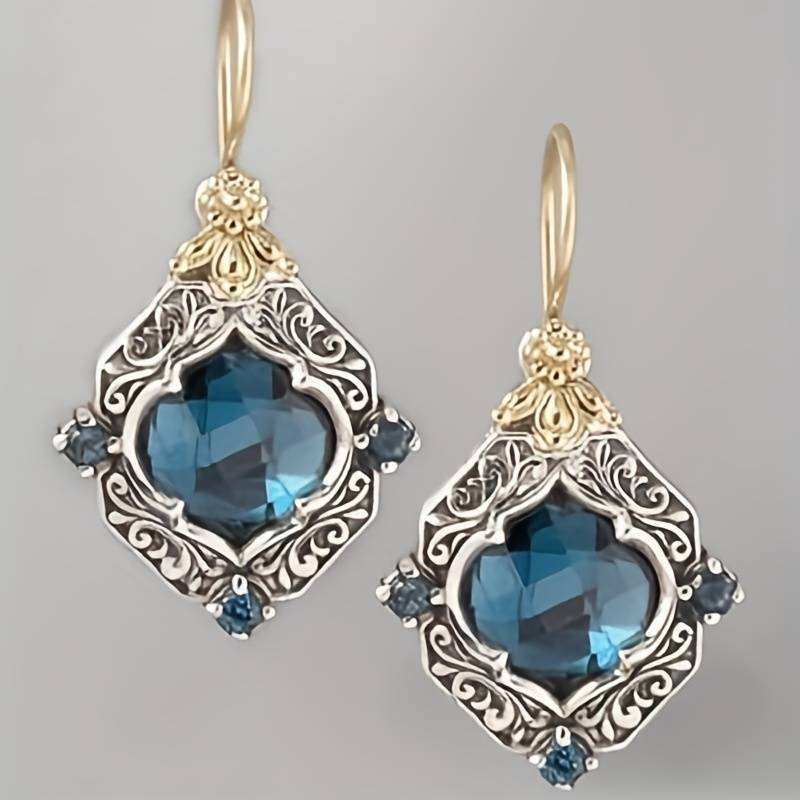 Pendientes Cristal Azul Bicolor
