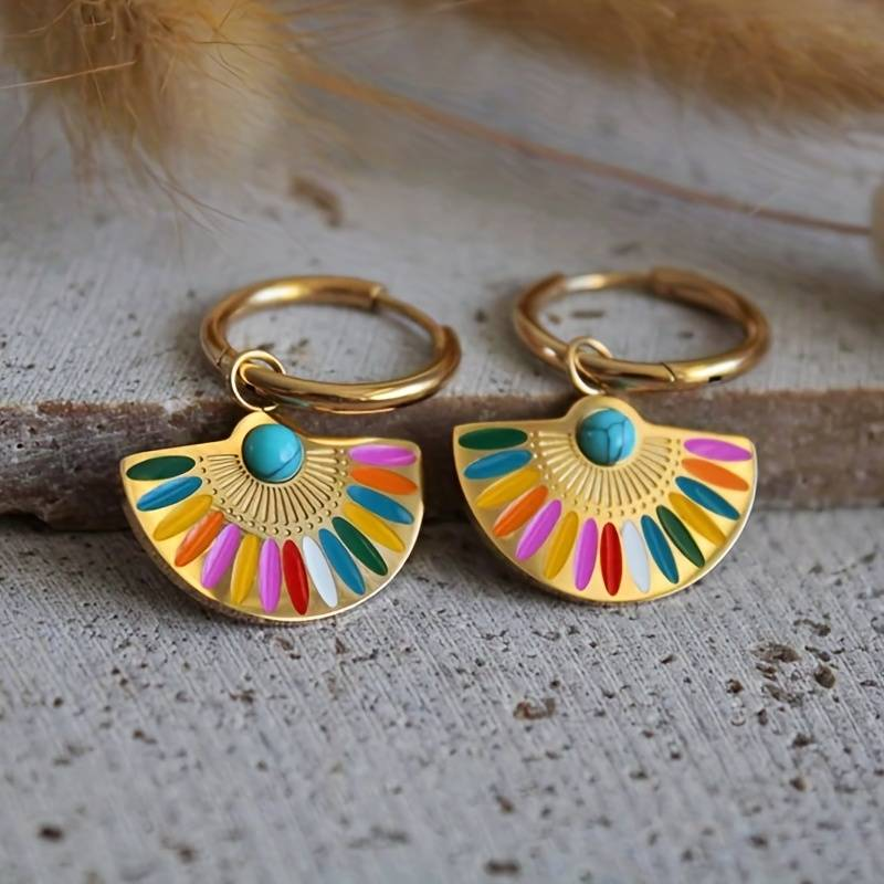 Pendientes Vintage Coloridos de Oro