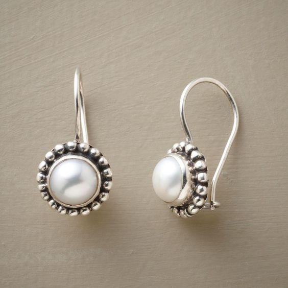 Pendientes Vintage Incrustados con Perla Plateados