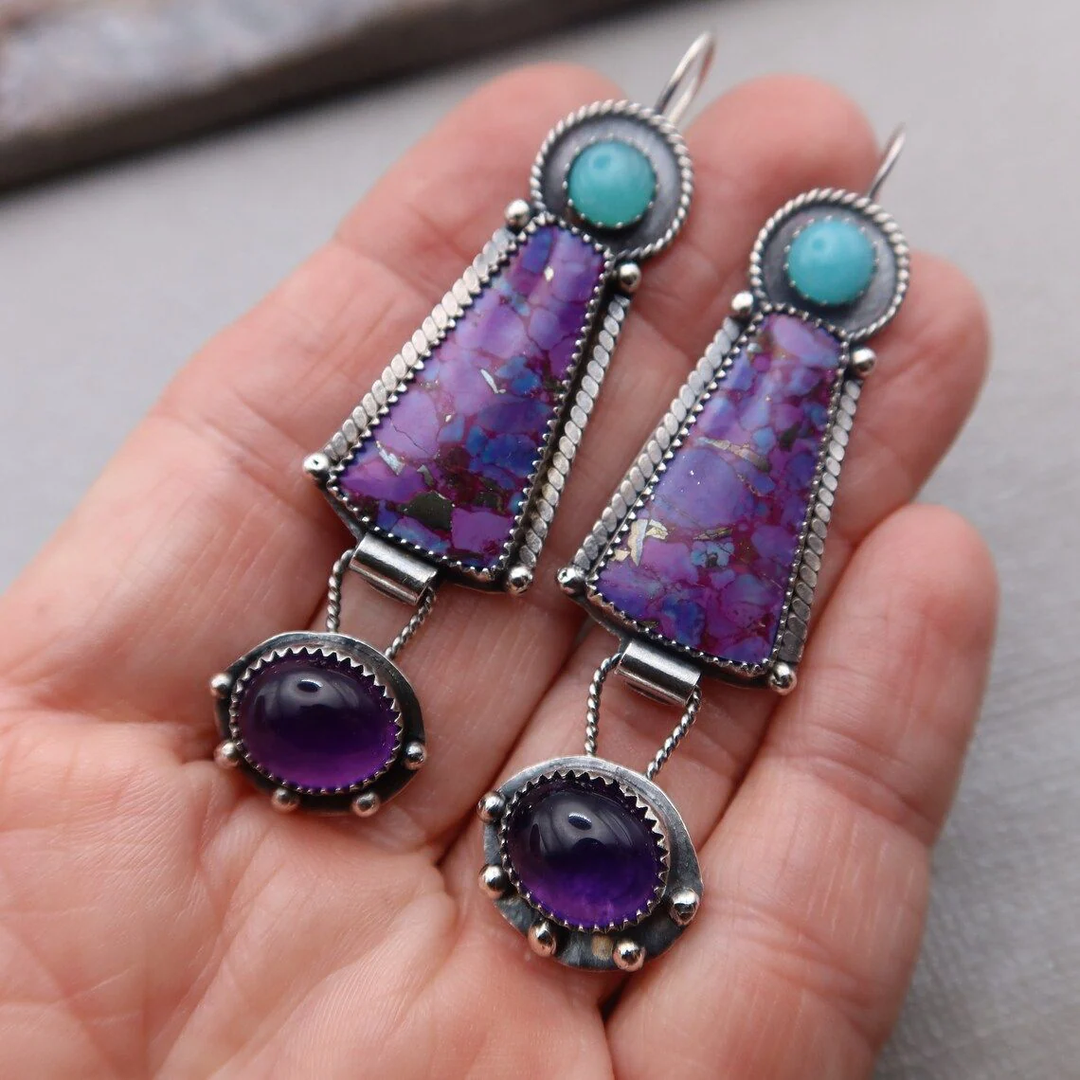 Pendientes Vintage con Cristal Morado