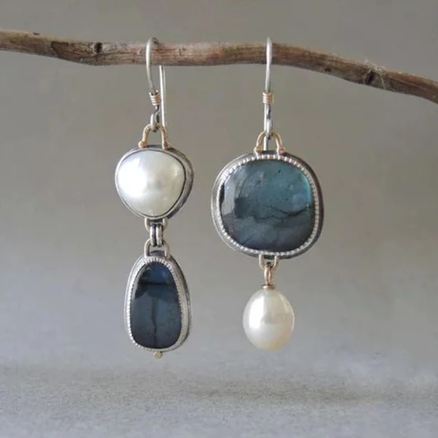 Pendientes Vintage de Piedras Naturales