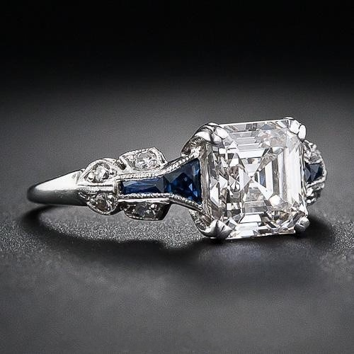 Anillo Brillante Azul y Plateado