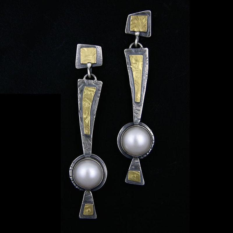 Pendientes Vintage Colgantes con Perla Plateados