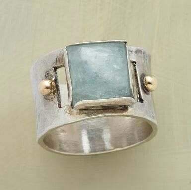 Anillo de Piedra Lunar Cuadrada Verde
