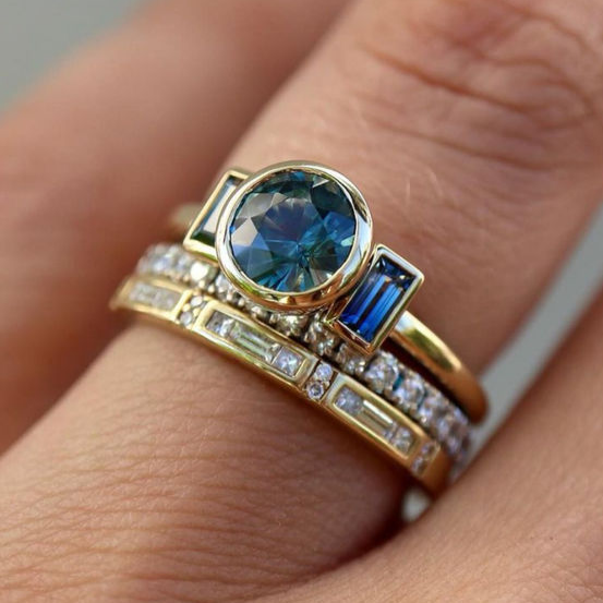 Conjunto de Anillos Vintage Azules